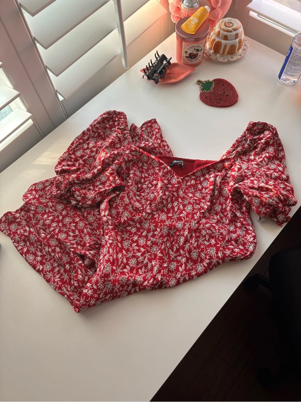 Madewell Puff-Sleeve Mini Dress in Floral Sz 6 - Picture 5 of 9